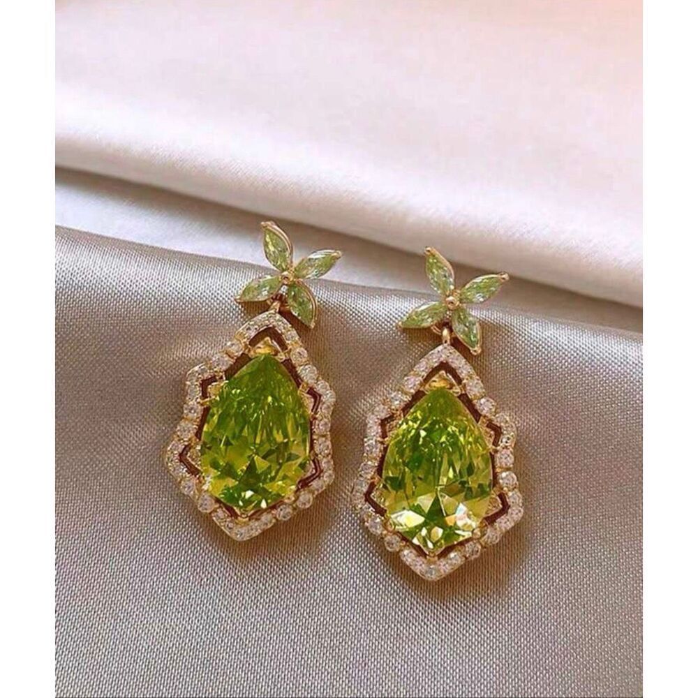 Peridot Flower Drop Earrings